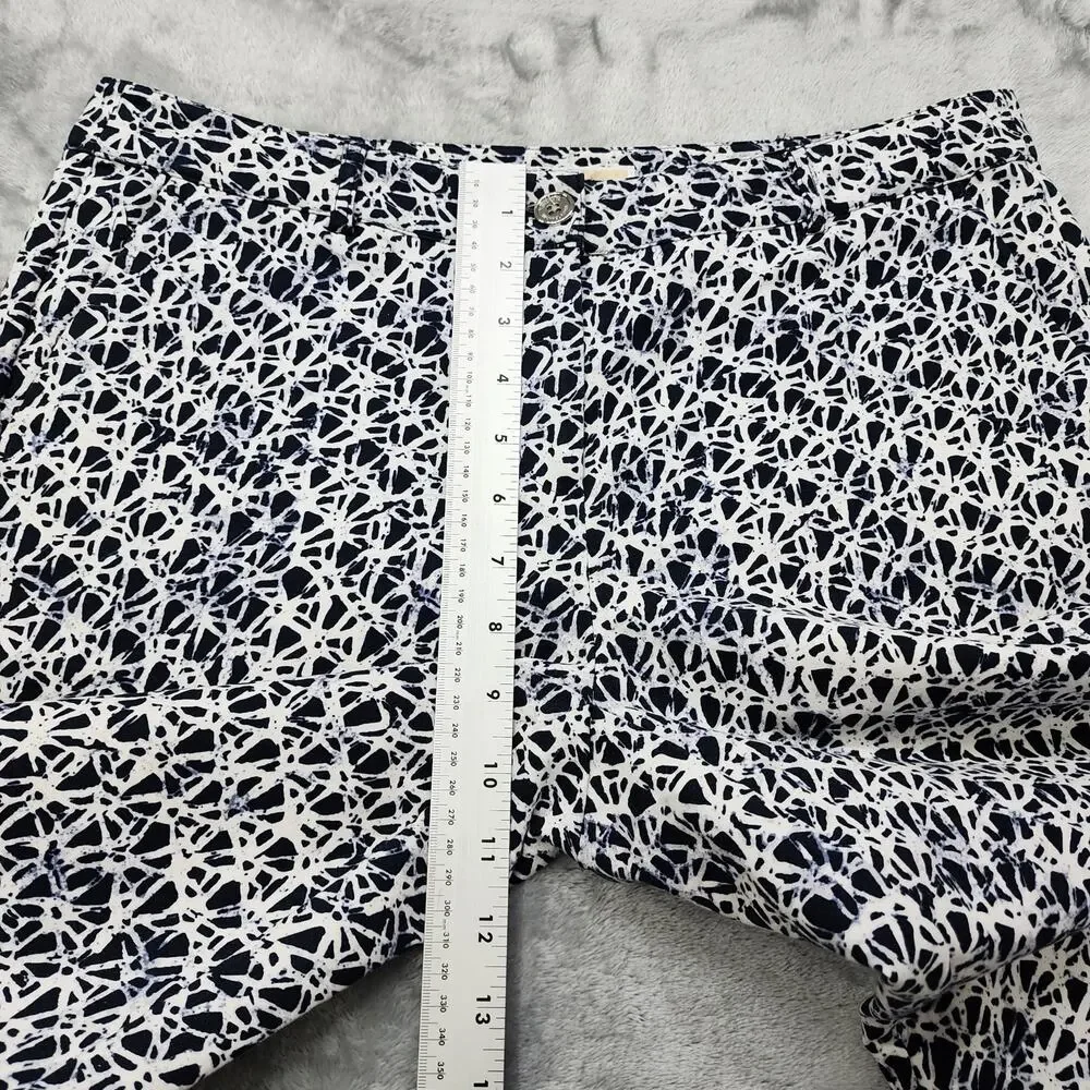 MICHAEL KORS Pants Womens‎ 8 Blue White Batik Print Skinny Leg Ankle Stretch
